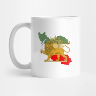 Iran, Persia, map & flag - Lion and Sun iconic sign for the Persian Mug